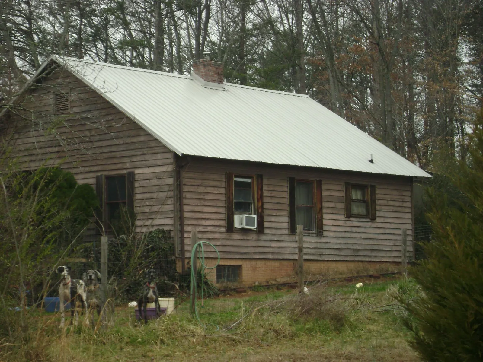 White metal roof on an old wood sided farmhouse, from a Asphalt Shingle Roof Repair job in Picacho